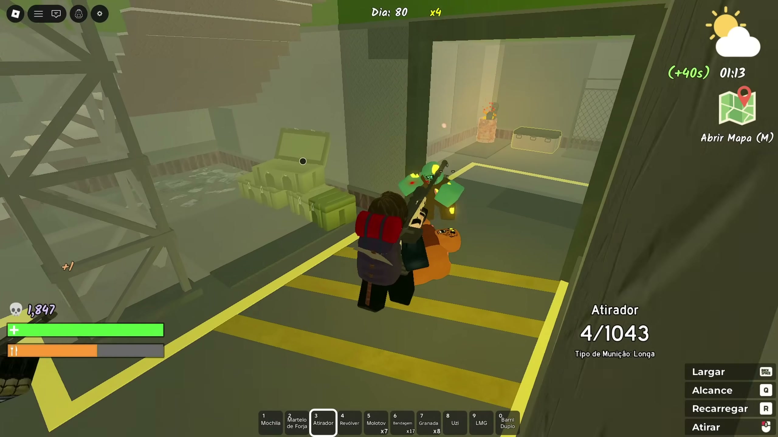 Survive the Apocalypse military base boss — minigun power armor pieces and emerald drops — screenshot 11 of 21